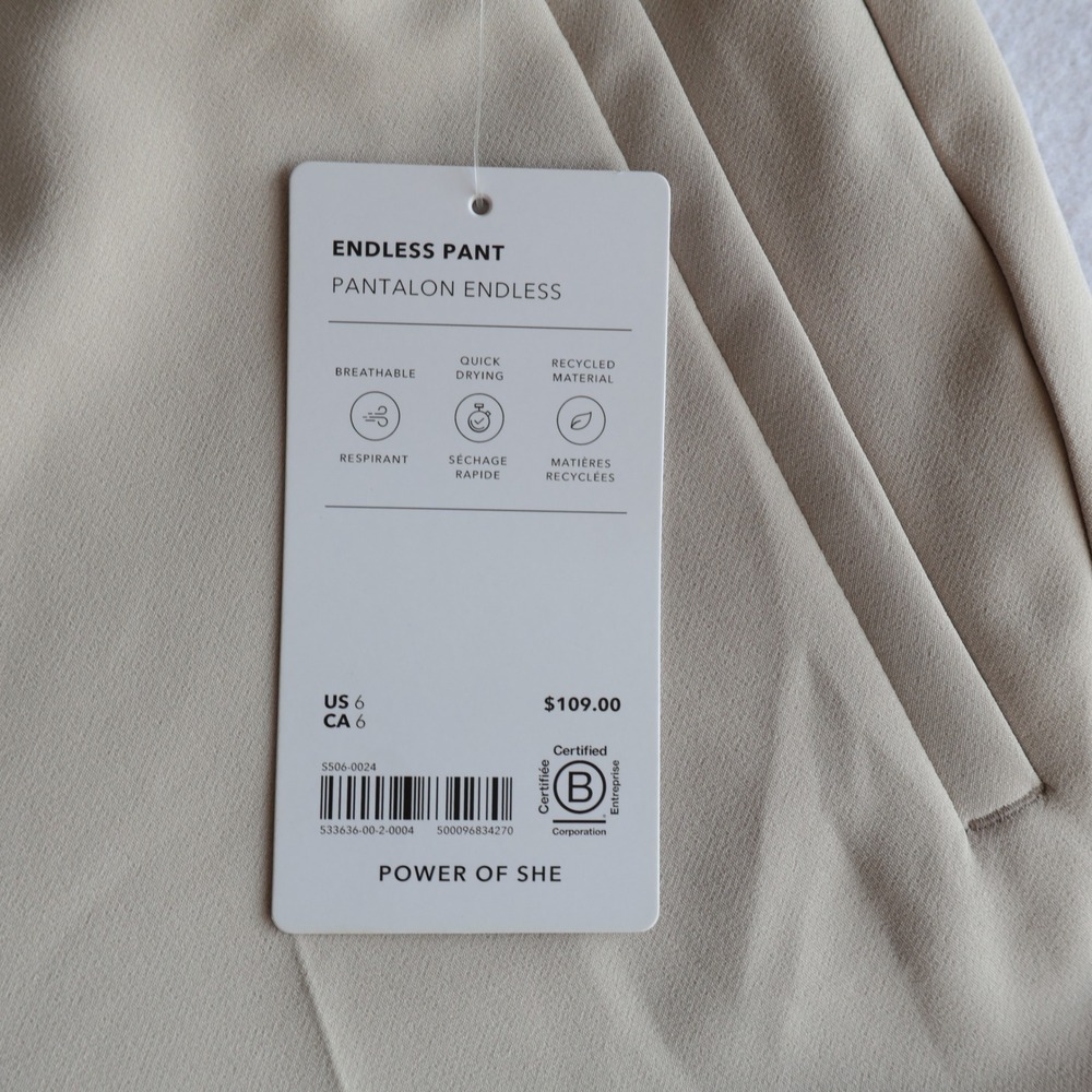Athleta Endless Pant Beige Tan High Rise Straight Leg Trousers 533636 Size 6 NWT - Picture 3 of 12